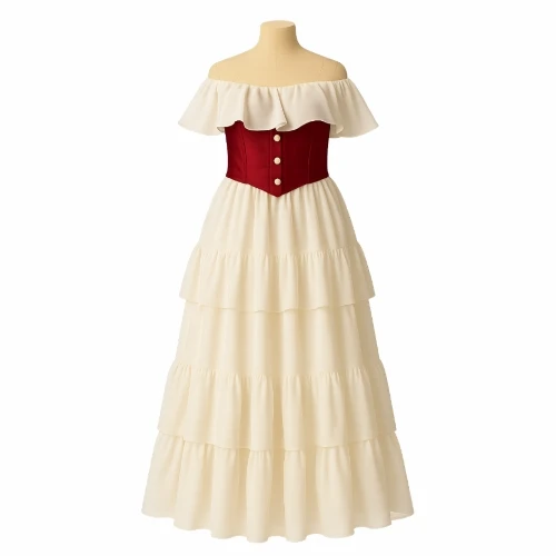 فستان شيفون بطبقات مع كورسيه تفتة