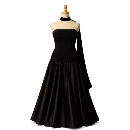 فستان أسود تفته تركي فاخر – قصة ملكية واسعة