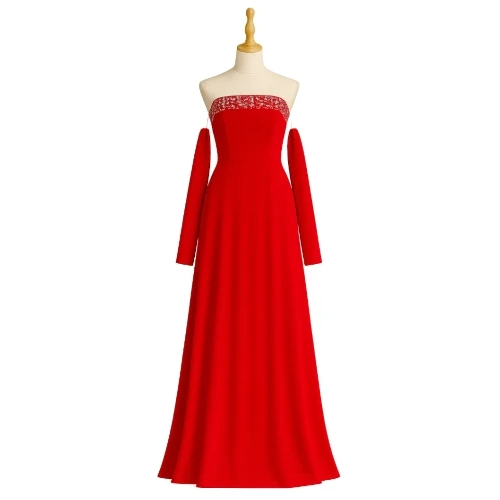 فستان كتان الأصلي الأحمر الفاخر