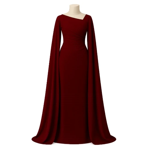 فستان شيفون محبب الأصلي كم تل ملكي قصة كسره فخمة