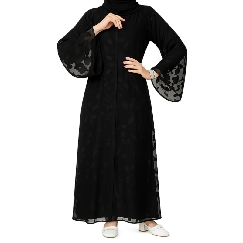 عباية الشيفون الملكي المشجّر