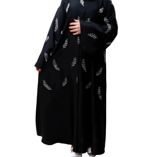 عباية تطريز أوراق فاخرة – موديل الرونق