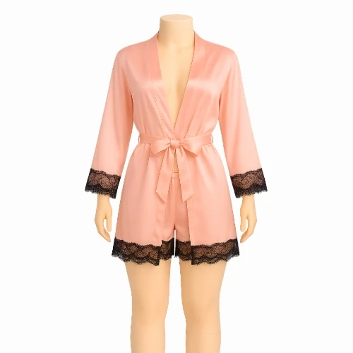 طقم لانجري حرير من شي إن للعرائس – ثلاث قطع دانتيل فاخر