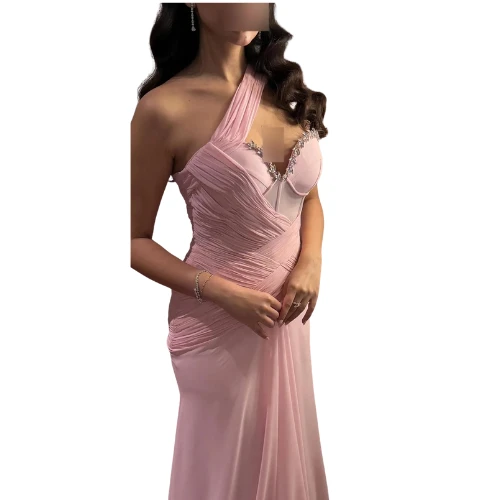 فستان سهرة شيفون بتطريز زركون أصلي