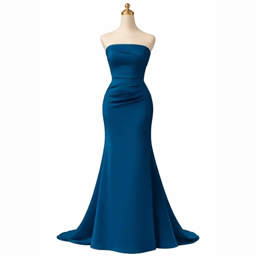 فستان سهرة حرير فاخر بقصة أنثوية أنيقة