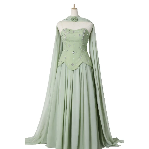 فستان شيفون مطرّز بكريستال زركون – تصميم أنثوي