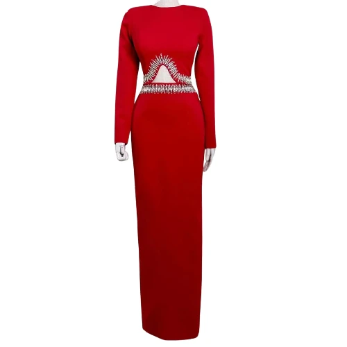 فستان تاج القرمز بالكريستال