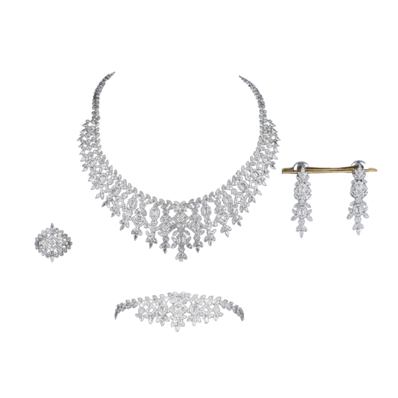 طقم زركون عرائسي كلاسيكي فخم